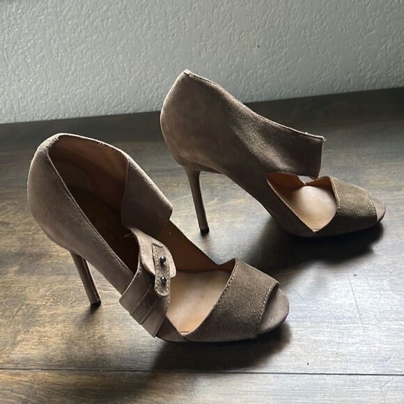 LAMB Tan Suede Strapped Open Toe Spike Heel Sz-6M - Picture 10 of 16